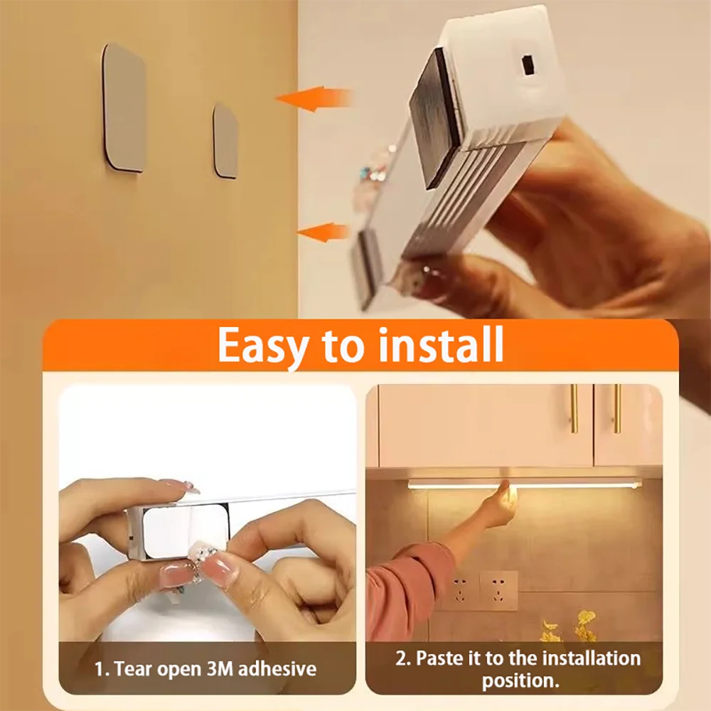 Dimmable LED Motion Sensor Cabinet Light - Wireless Rechargeable Under Closet Night Lamp - 4