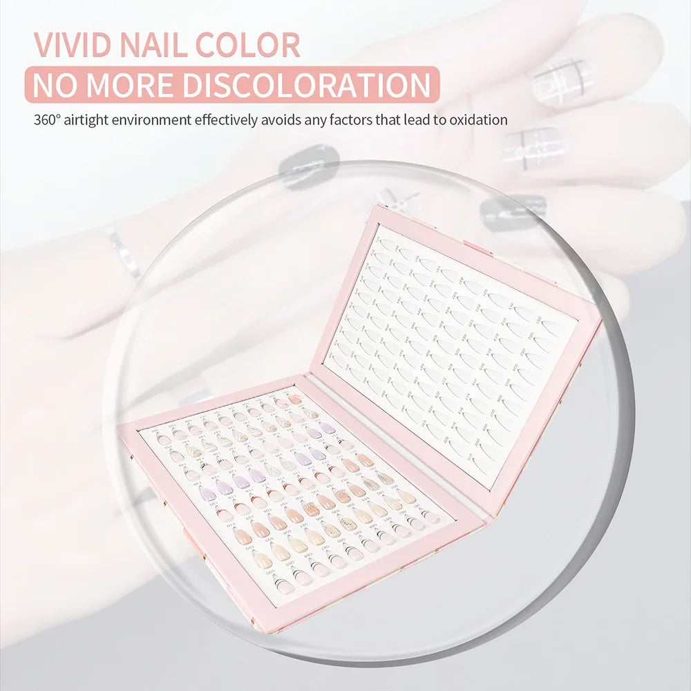 160 Colors Nail Swatch Book & False Nail Tips Display Chart