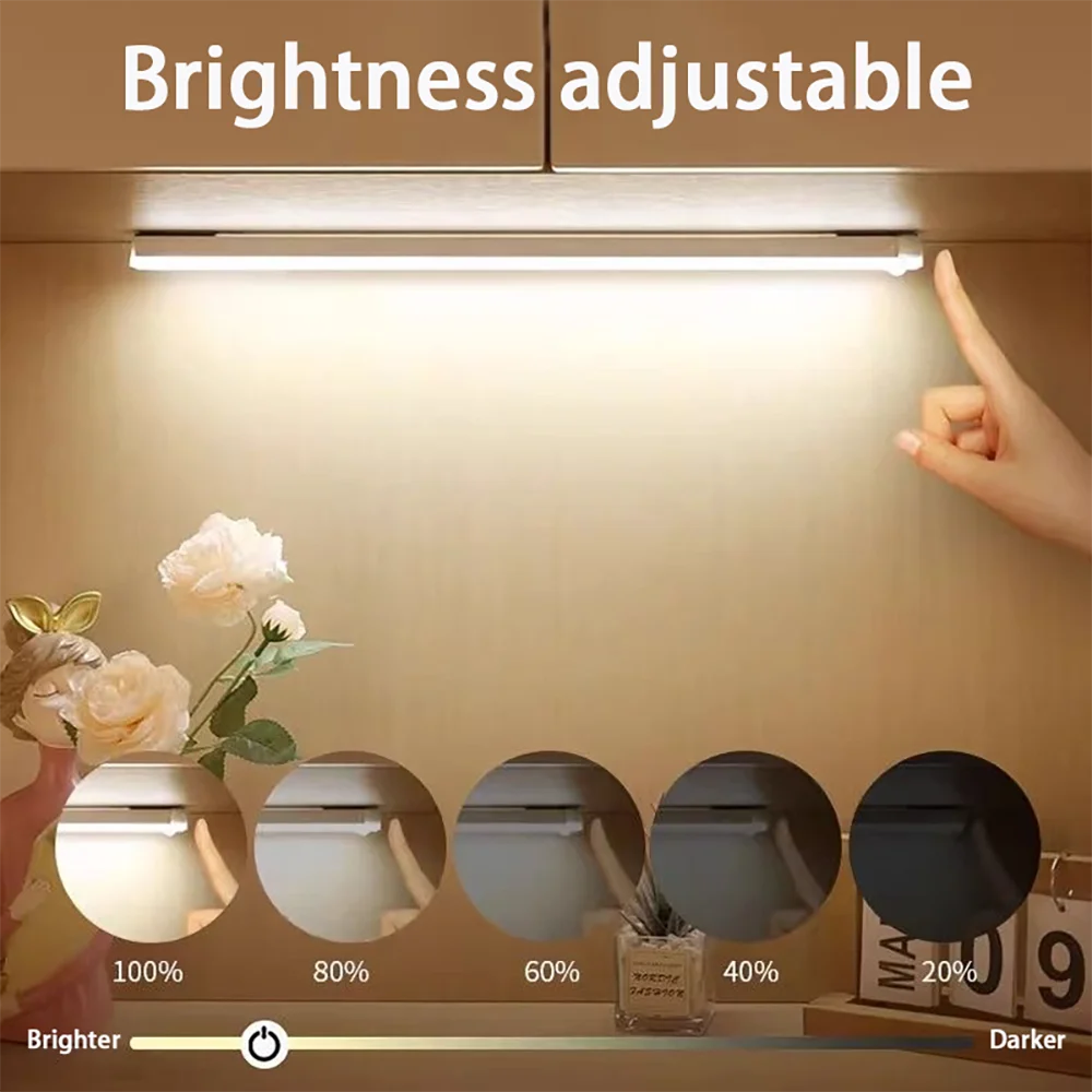 Wireless Motion Sensor LED Cabinet Light - Rechargeable Dimmable Under Counter Bar Light - 4