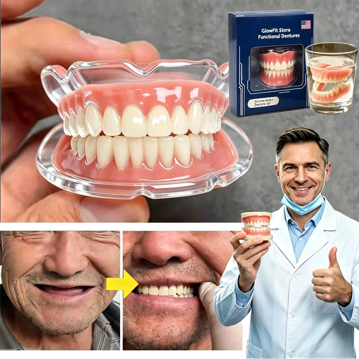 Instant Smile Full Mouth Resin Denture Set – Realistic & Comfortable Dental Veneer