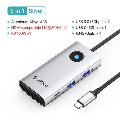 ORICO 10-in-1 USB-C Docking Station 4K HDMI Hub for Laptop & MacBook