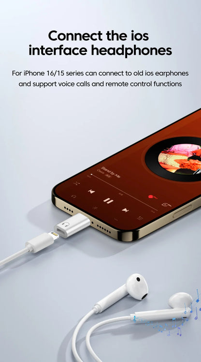 Lightning to USB-C Audio Adapter for iPhone 15 & 16 – Wired Earphone Converter