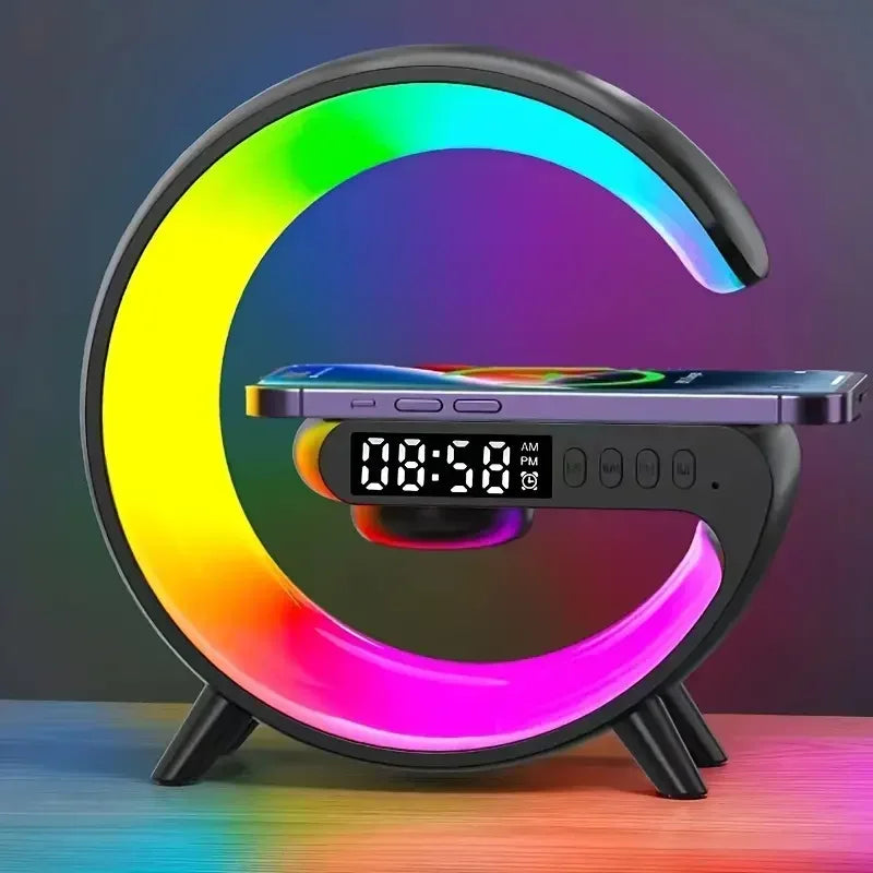 Multifunction 15W Wireless Charger, Bluetooth Speaker & RGB Alarm Clock