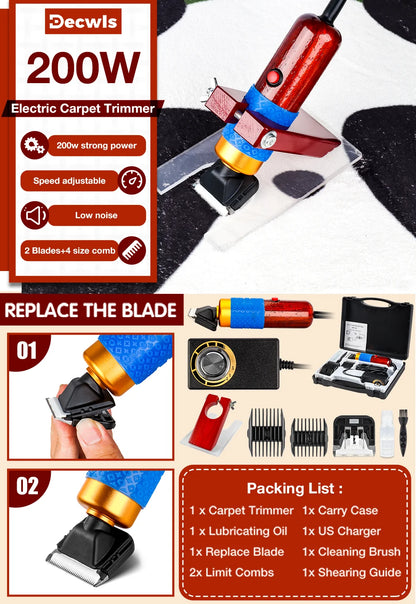 200W Professional Carpet Tufting Shears & Trimmer with Shearing Guide