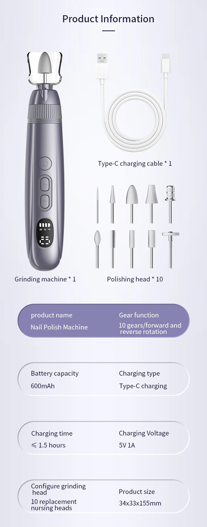 Professional Electric Nail Drill Set - Cordless Manicure & Pedicure File