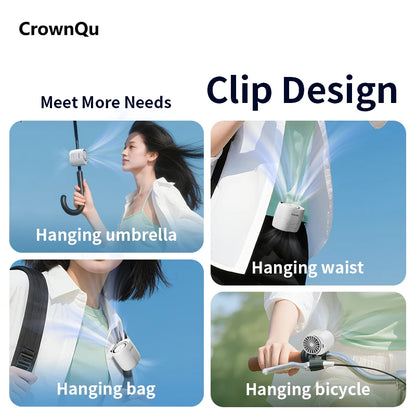 Portable Waist Clip Fan - Rechargeable Turbo Neck Fan for Outdoor Cooling