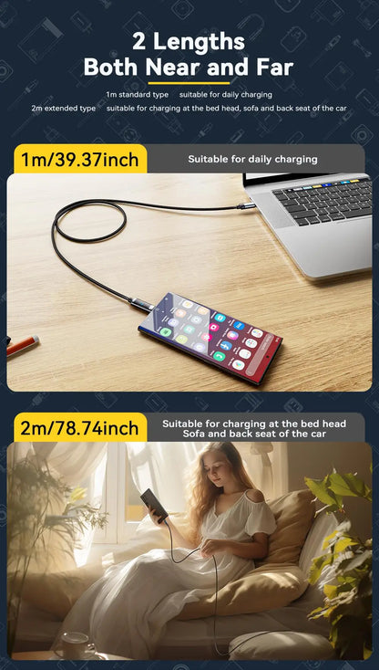 Essager 240W USB-C to USB-C Fast Charging Cable with LED Power Display