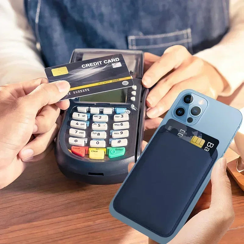 Magnetic Leather Wallet Case for iPhone & Samsung - Slim Card Holder Cover - 5