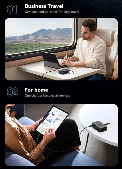 100W GaN 6-Port Desktop Fast Charging Station - Universal USB-C Power Hub