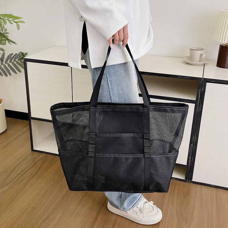 Luxury Canvas Mesh Beach Tote