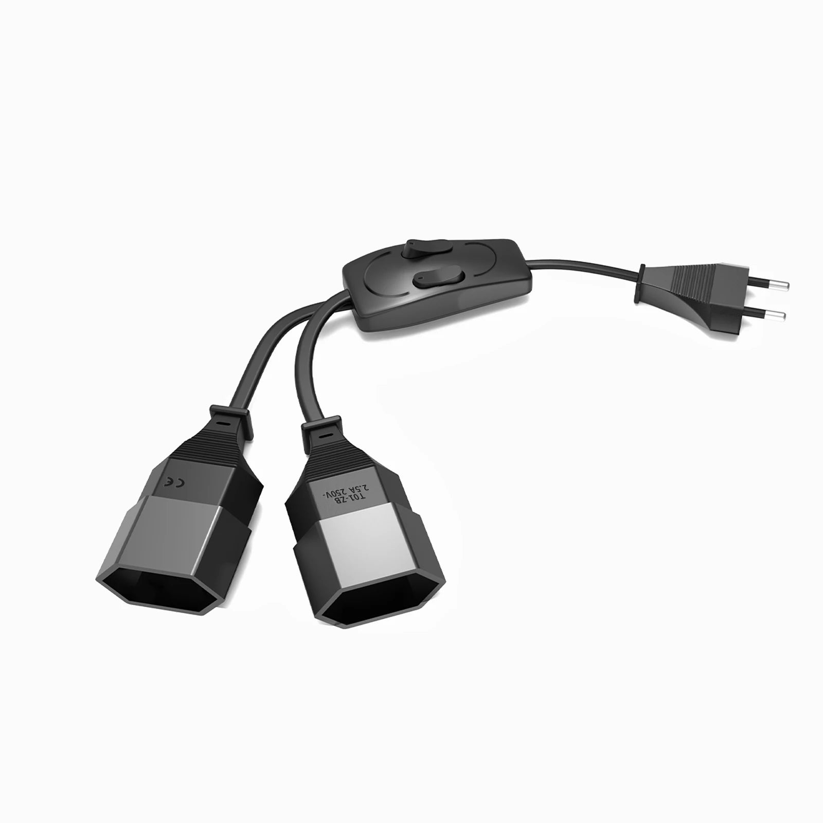 German Standard Dual Socket Extension Cable - Compact 2-Way Power Splitter - 11
