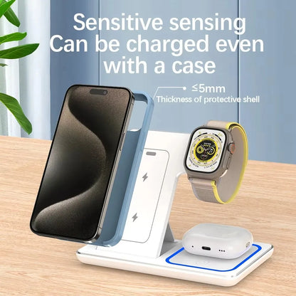 3-in-1 Foldable Wireless Charging Station for iPhone, Apple Watch & AirPods