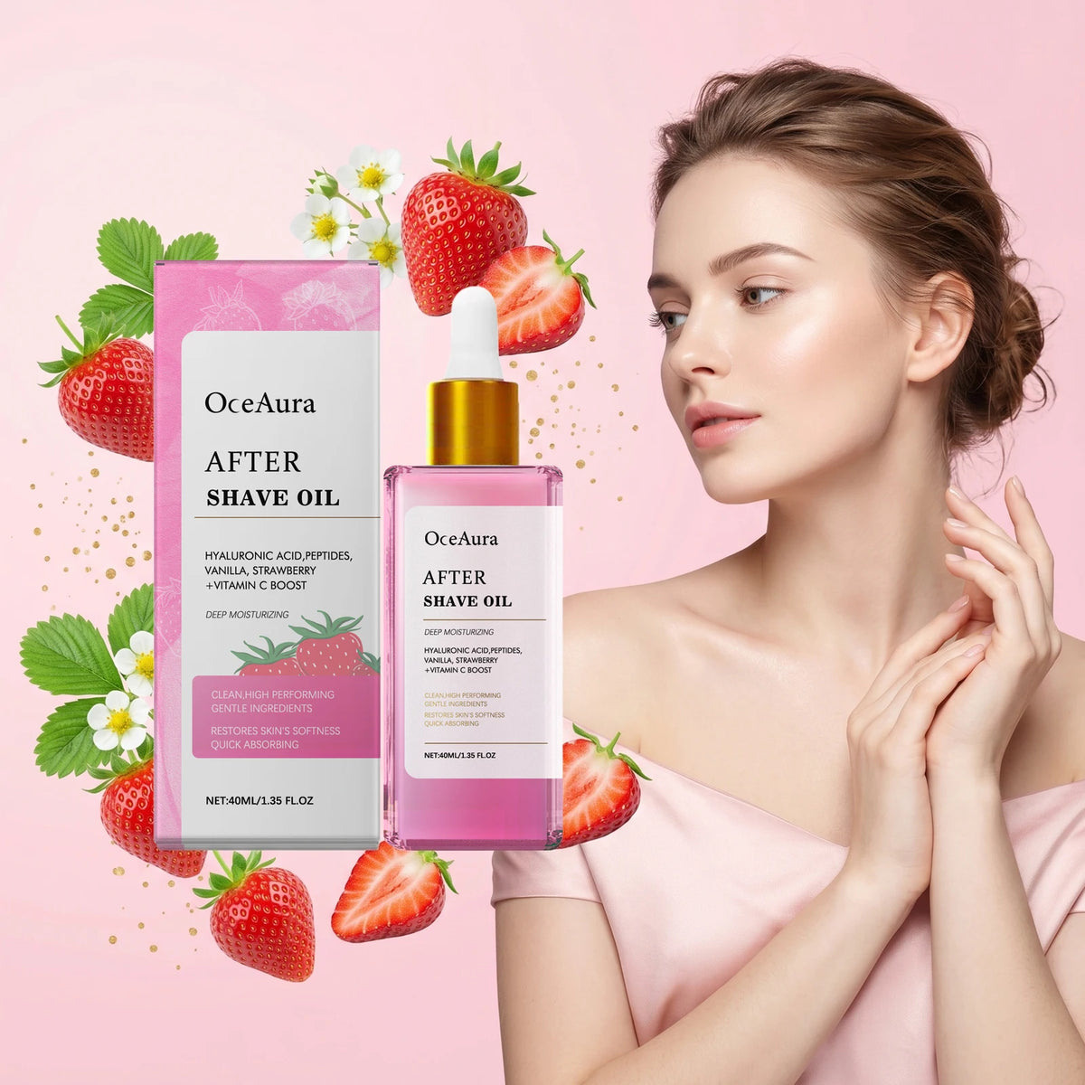 Strawberry Scented After Shave & Hair Removal Soothing Oil for Skin Hydration