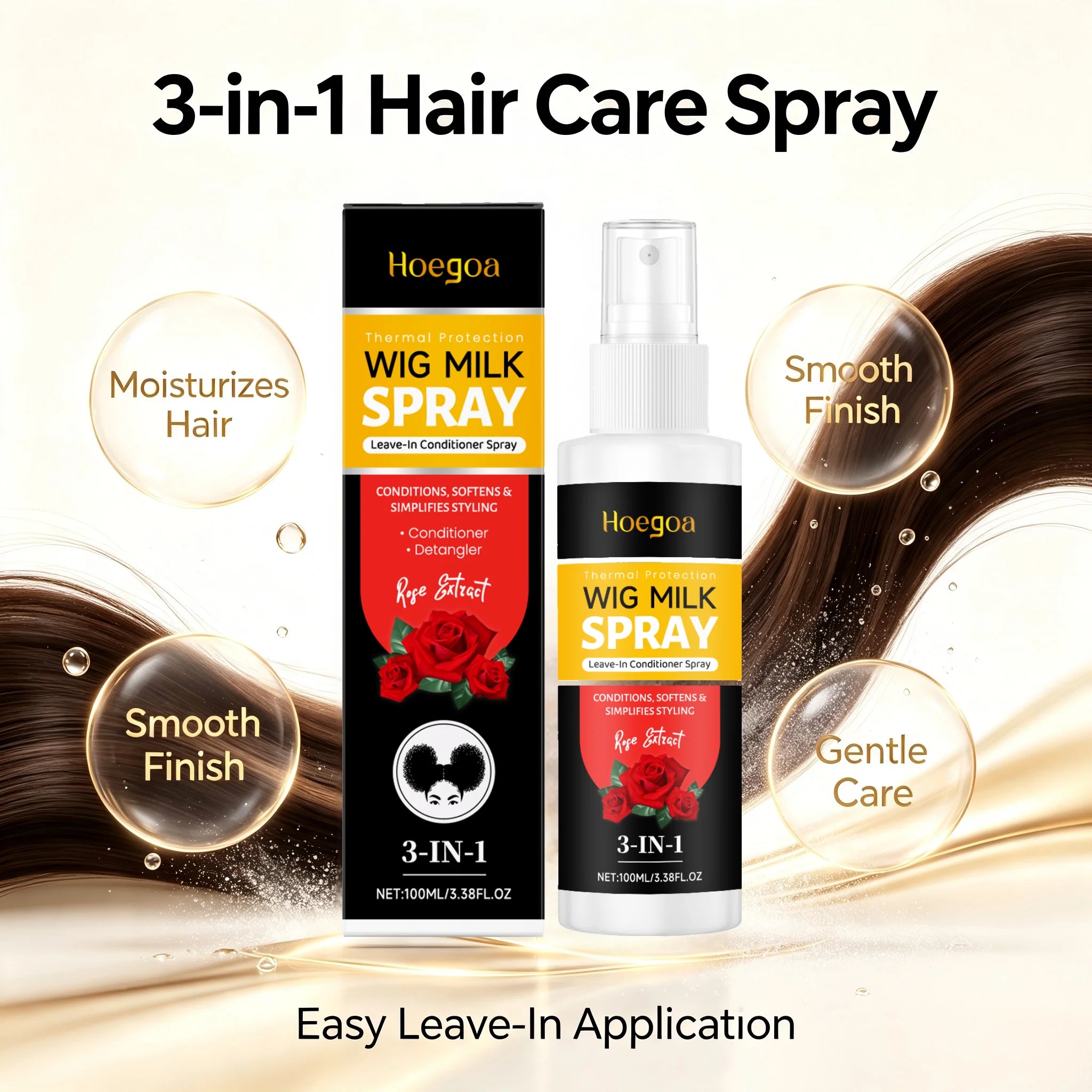 3-in-1 Rose Wig Conditioning & Detangling Spray for Silky Smooth Hair - 2
