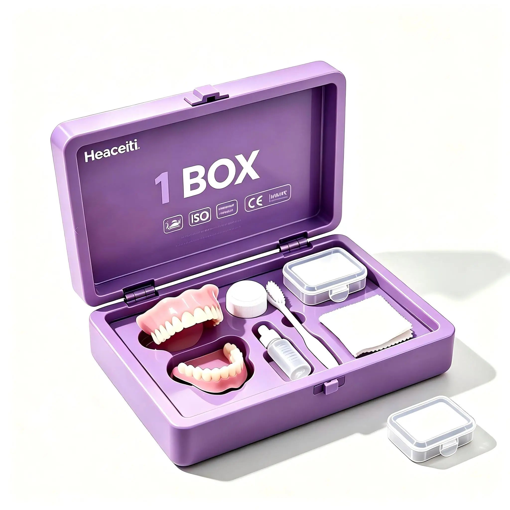 Natural Cosmetic Denture Set with Cleaning & Storage Case - 10