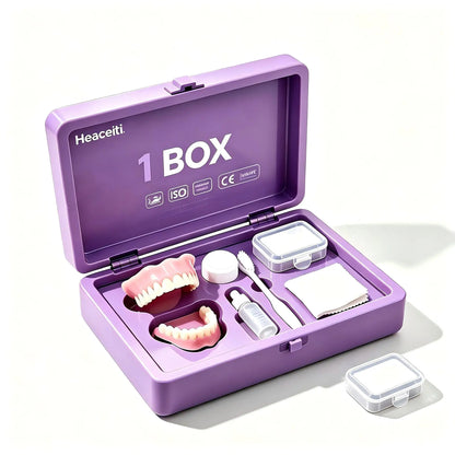 Natural Cosmetic Denture Set with Cleaning & Storage Case