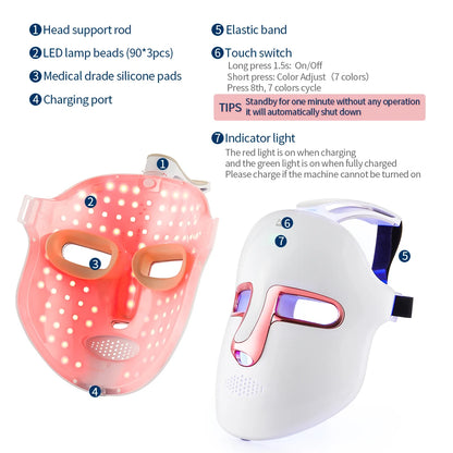 7 Color LED Face & Neck Mask - Anti-Aging Light Therapy