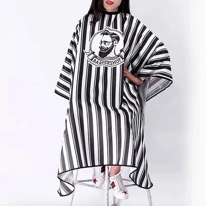 Striped Professional Barber Cape - Hair Cutting Apron for Salons