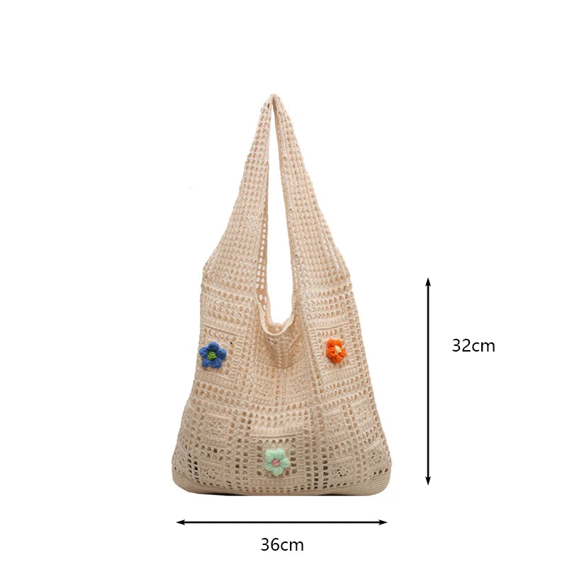 Luxury Flower Knitted Tote