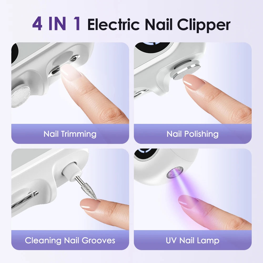 4-in-1 Electric Nail Clipper with UV Lamp and Precision Polisher - 8