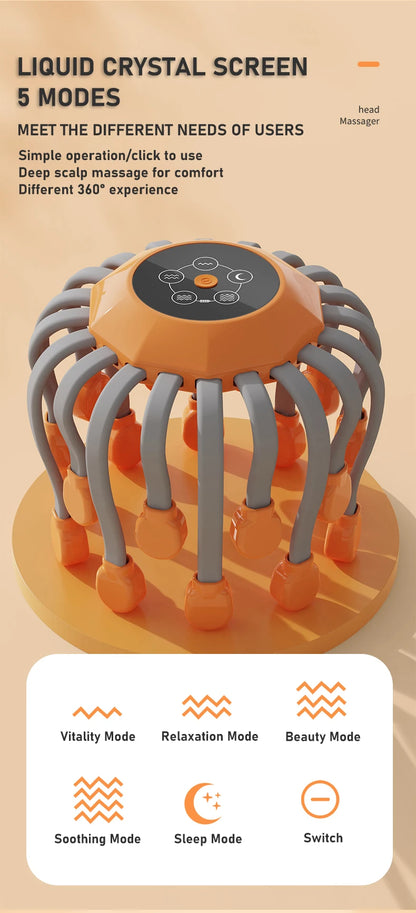 Electric Scalp Massager with Red Light & Vibration Therapy