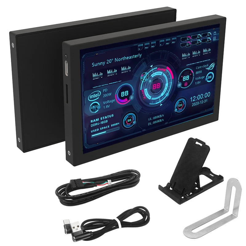 5" IPS PC Hardware Monitor - USB Type-C CPU & GPU Real-Time Stats Display - 25