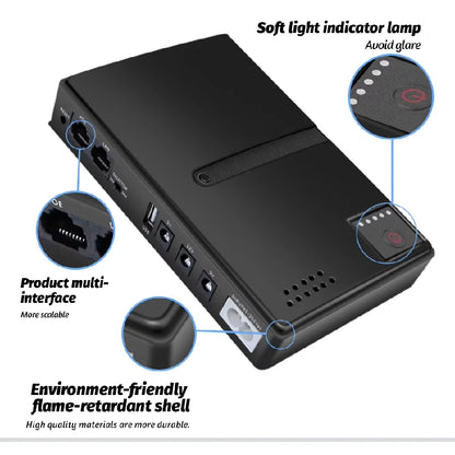 Mini DC UPS Power Backup for Wi-Fi Router & Modem - 5V/9V/12V Compatible