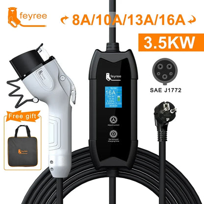 Portable EV Charger 3.5KW Adjustable Electric Vehicle Charging Station