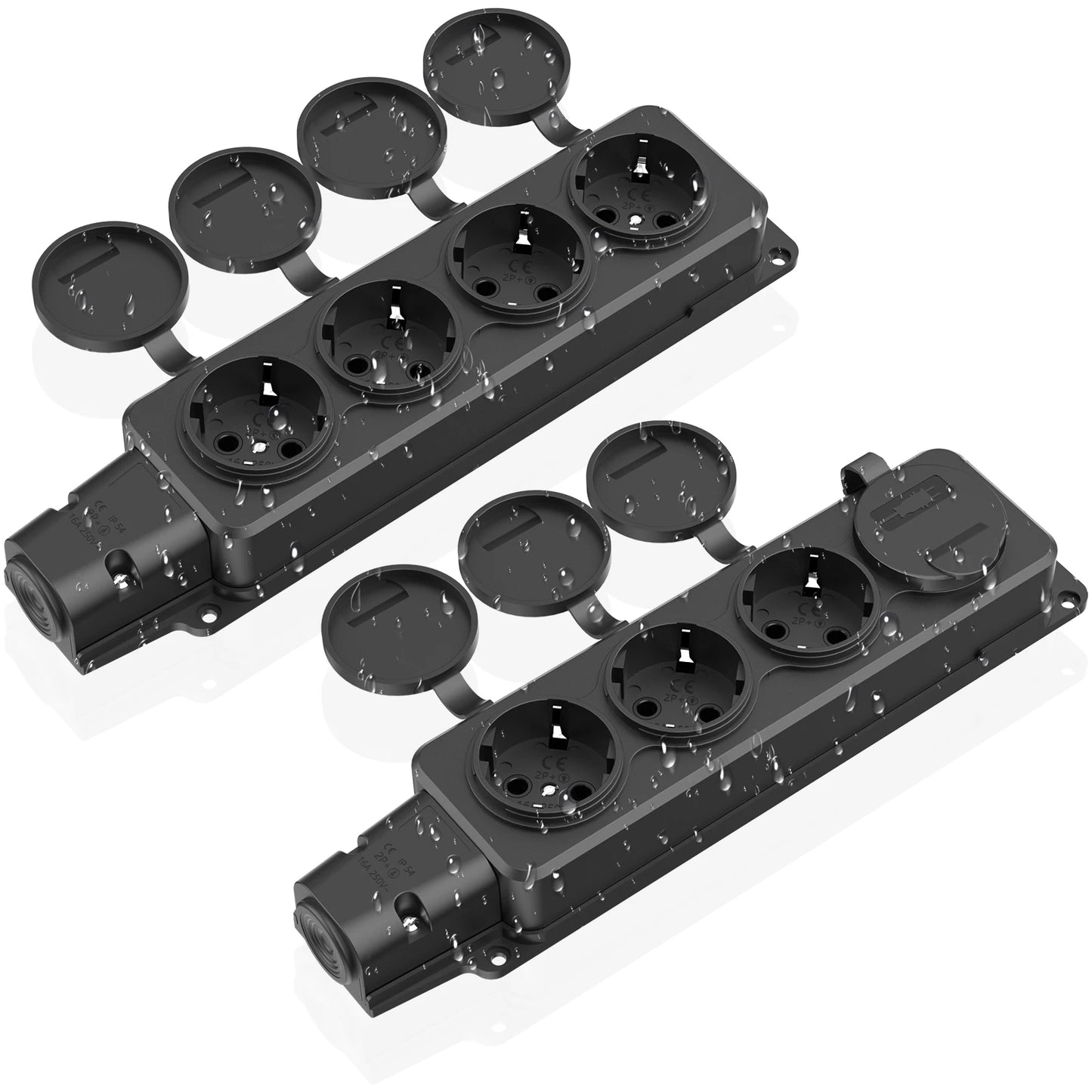 IP54 Waterproof German Standard Outdoor Power Socket - 16A 3500W Extension