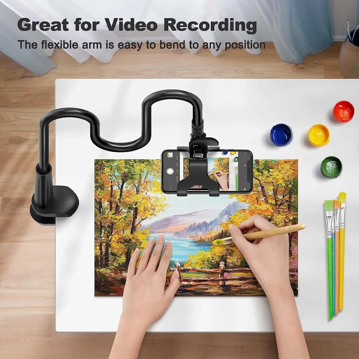 Flexible 360° Long Arm Lazy Phone Holder Mount for Bed & Desk