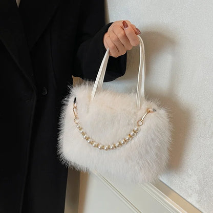 Luxury Plush Pearl Handbag