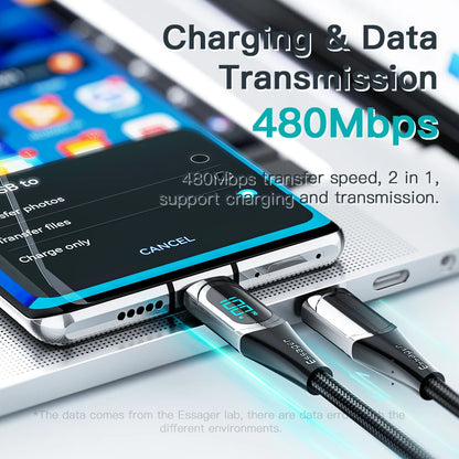 Essager 100W USB-C to USB-C Fast Charging Cable with LED Display