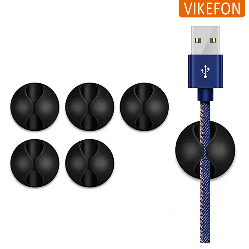 Adhesive Cable Organizer Clips – Tidy Desk Cord Holder for USB & Data Cables