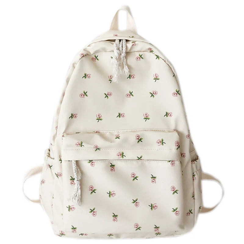 Luxury Floral Nylon School Backpack