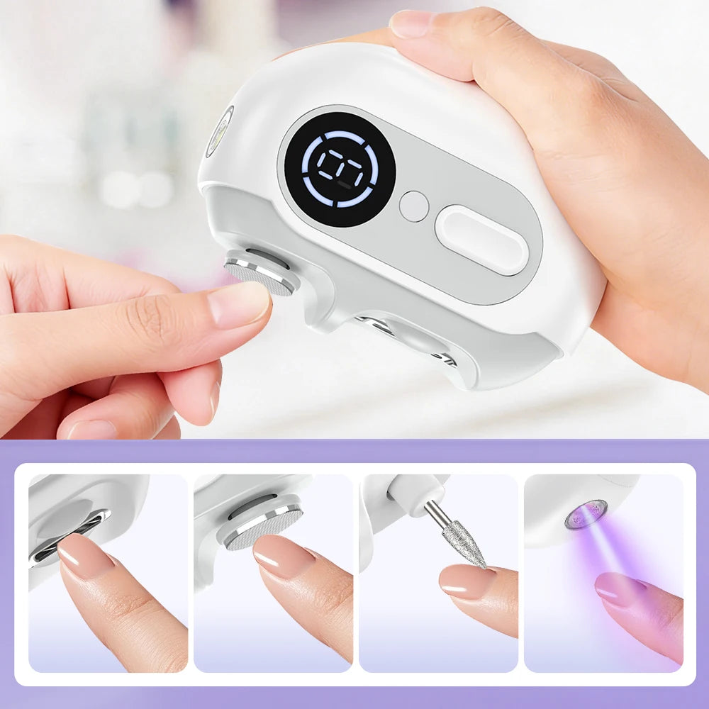 4-in-1 Electric Nail Clipper with UV Lamp and Precision Polisher