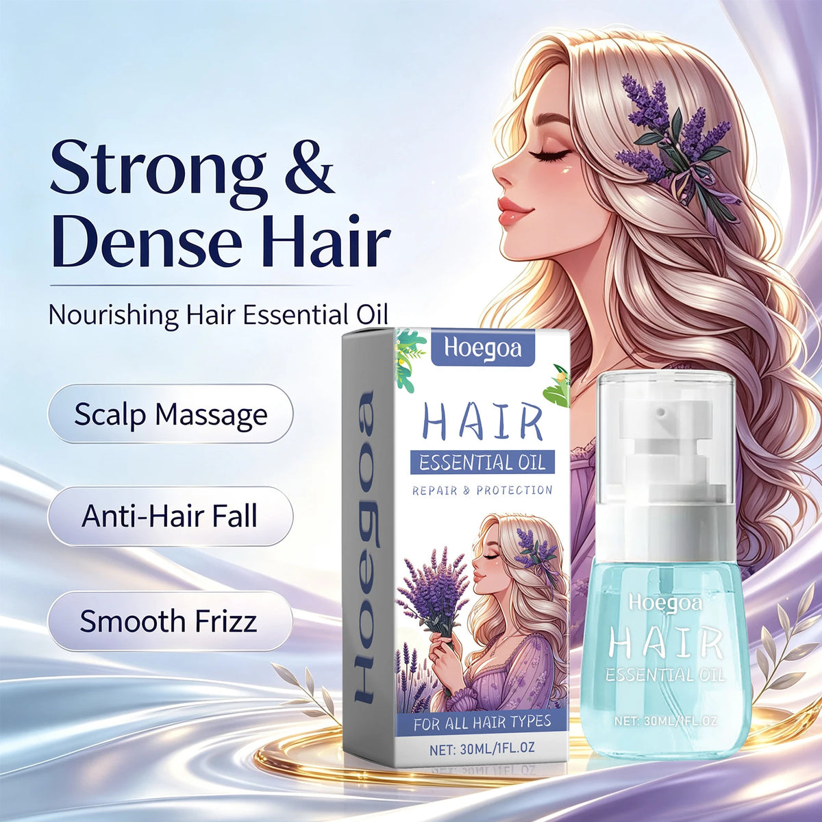 Lavender Hair Essential Oil - Repairing Anti-Frizz & Nourishing Scalp Treatment