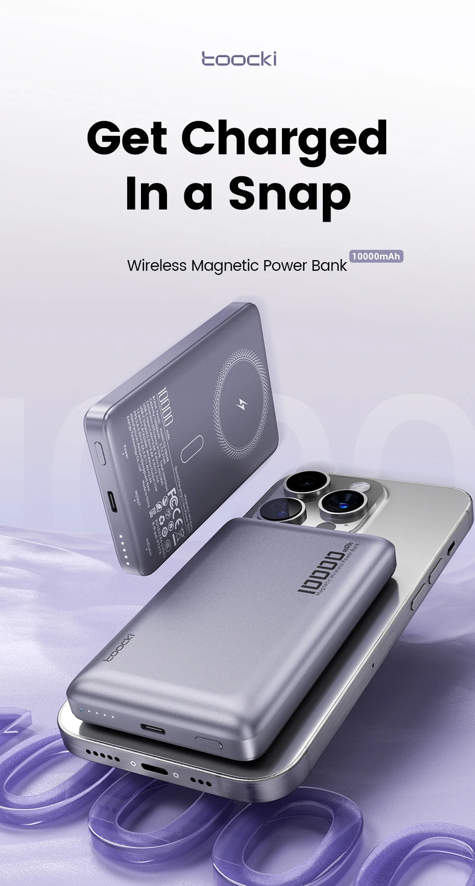 Magnetic Wireless Power Bank 10000mAh 20W Fast Charger for iPhone - 7