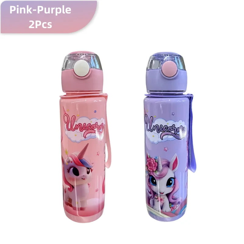 700ml Cartoon Straw Water Bottle – Leak-Proof Portable Kids Sports Cup