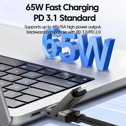 4-in-1 Fast Charging Cable with Digital Display - USB-C & Lightning Cord