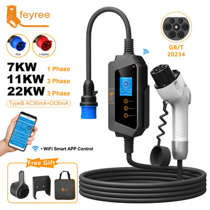 Portable Smart EV Charger - Fast Charging GBT Station with App Control