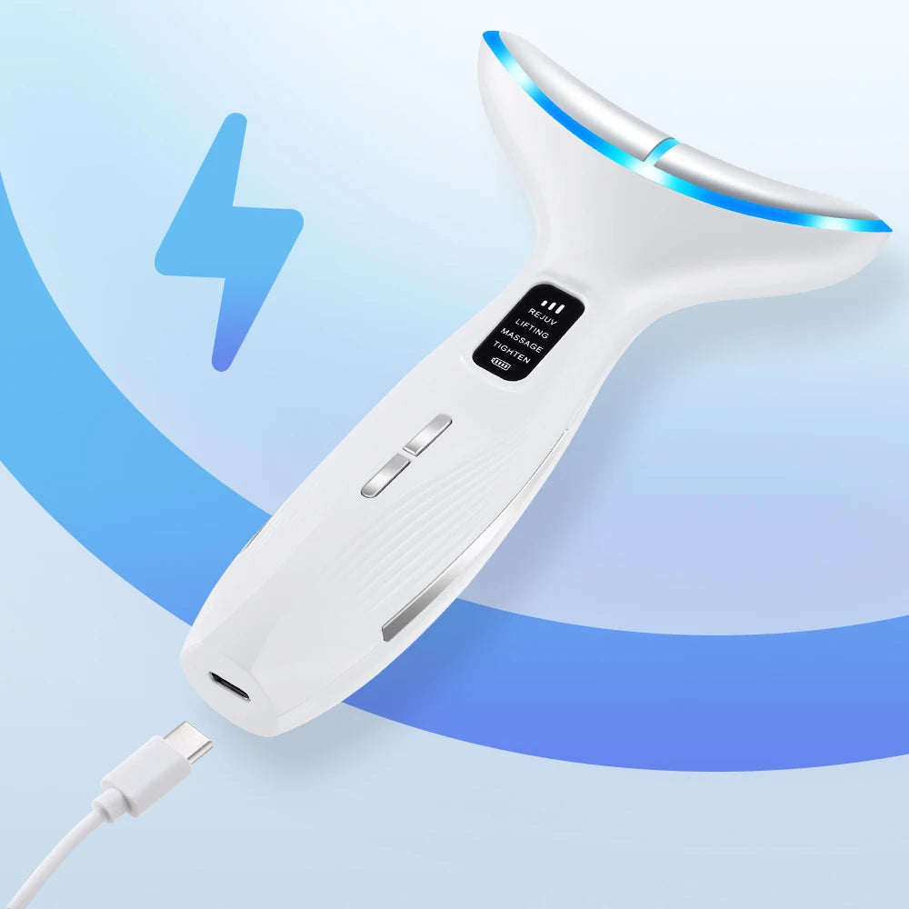 LED Light Therapy Face & Neck Lifting Massager - Anti-Aging Skin Tightening Tool - 23