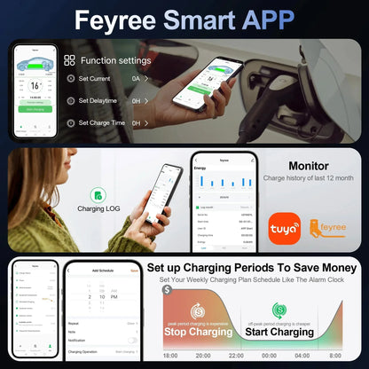 Smart EV Home Charging Station - 7kW-12kW WiFi App Control Wallbox
