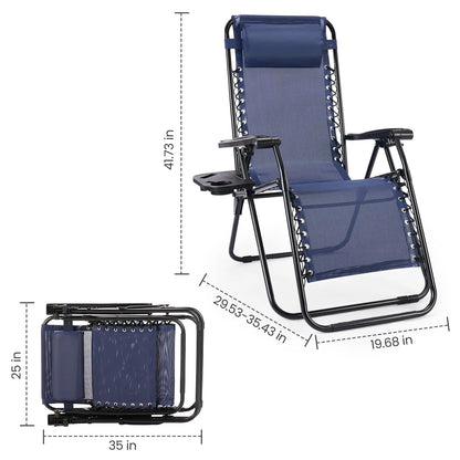 Zero Gravity Recliner Chair - Portable Folding Outdoor Lounge with Tray