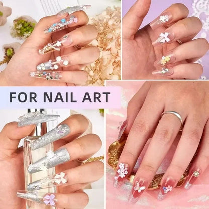 3D Mixed Nail Art Decoration Set - Acrylic Bows, Flowers & Pearl Charms