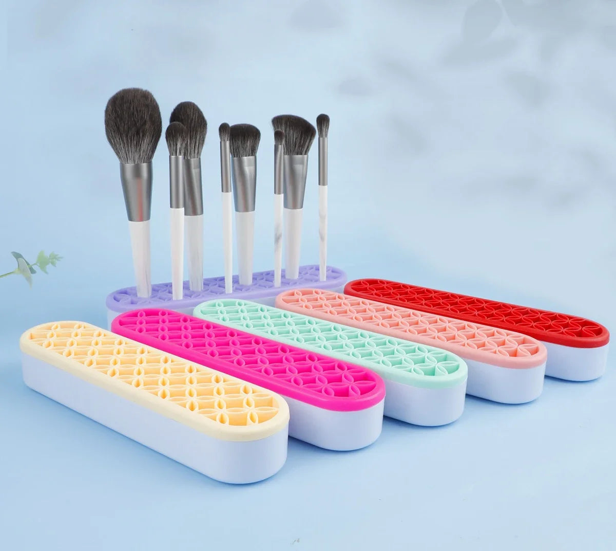 Silicone Makeup Brush Organizer & Drying Rack - Durable Desktop Storage