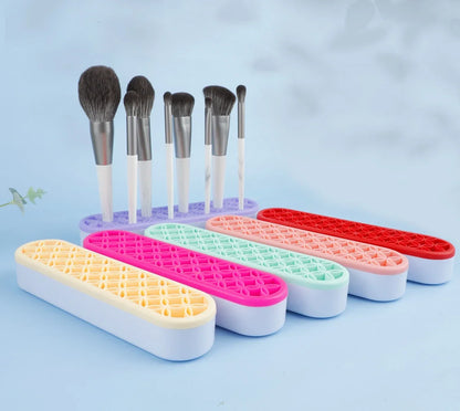 Silicone Makeup Brush Organizer & Drying Rack - Durable Desktop Storage