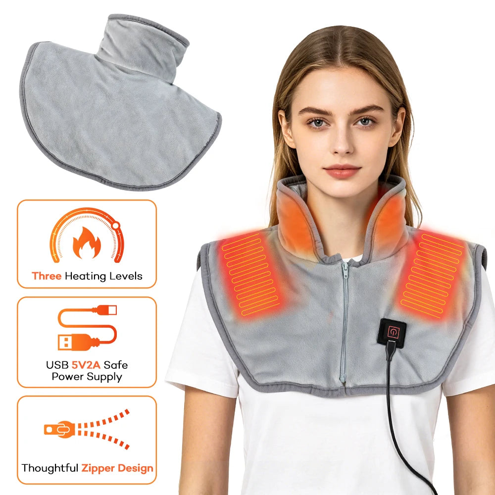 USB Electric Heated Neck and Shoulder Heating Pad with 3 Adjustable Heat Levels - 7