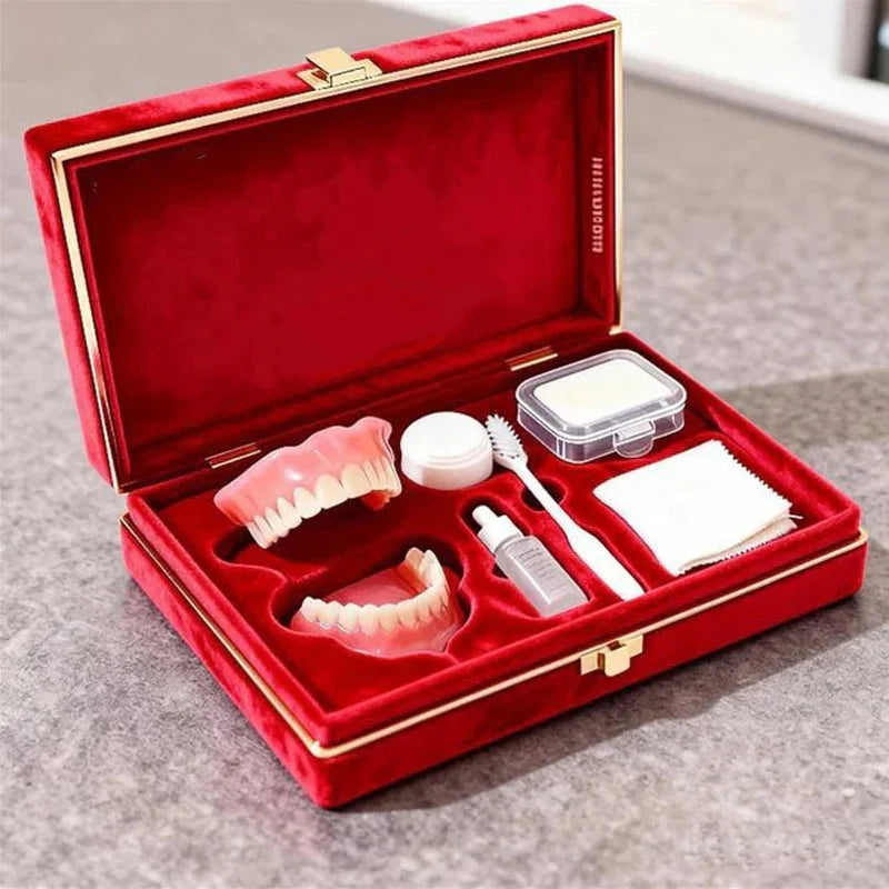 Natural Cosmetic Denture Set - Realistic Upper & Lower Teeth for Instant Smile - 12