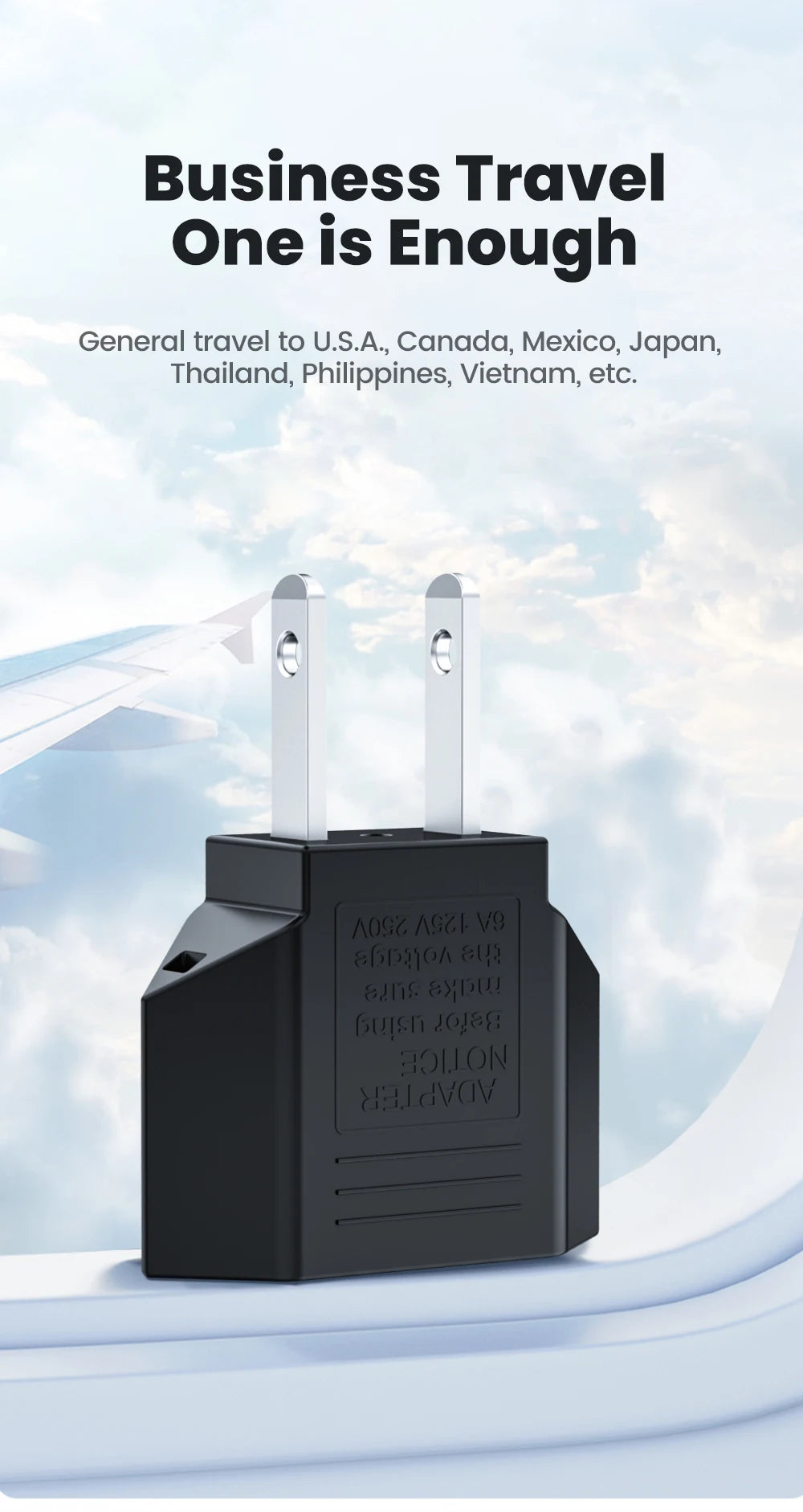 US to EU Travel Plug Adapter - Compact & Safe Universal Power Converter - 11