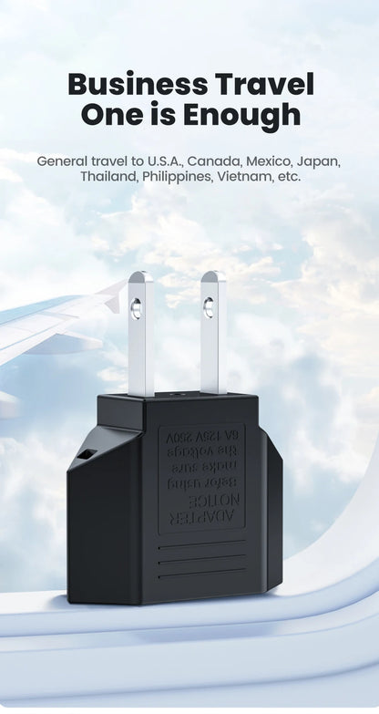 US to EU Travel Plug Adapter - Compact & Safe Universal Power Converter